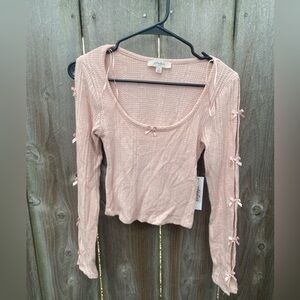 NWT Atelier by Kirious Baby Pink Long Sleeve Bow Top Small